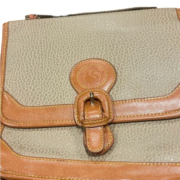 Vintage Style Surry Two Tone Faux Leather Flap Shoulder Cross Body Bag - Picture 4 of 8